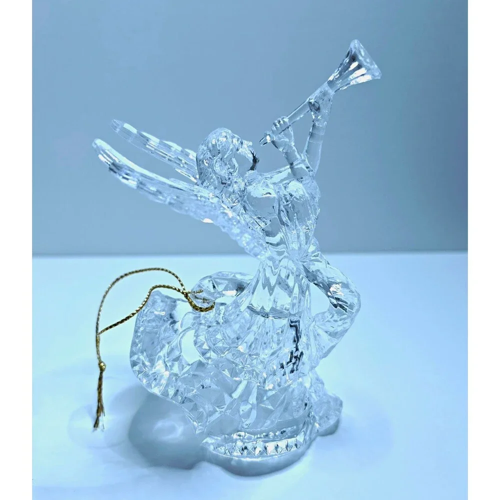Clear Acrylic Angel Hanging Christmas Ornament, 5 in Tall, 4 in Long